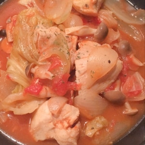 鶏胸肉とトマト缶のスープ
